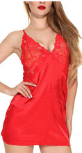 Cargar imagen en el visor de la galería, 🔥【Seductive Set】Faux Silk V-Neck Chemise | Back Cross Strap Nightdress | Plus Size Lingerie