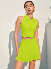 Загрузить изображение в средство просмотра галереи, 「Thunder Goddess」Front Zip Sports Set ✨ High-Impact Bra & Tennis Skirt