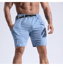 Charger l'image dans la galerie, Men's Cargo Sports Shorts - Quick-Dry Breathable Workout Shorts with Multiple Pockets, Polyester, for Running, Cycling & Casual