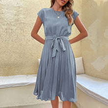 Cargar imagen en el visor de la galerĂa, đ¸ăSummer EssentialăSolid Pleated Dress | Flutter Sleeve Belted Midi Dress