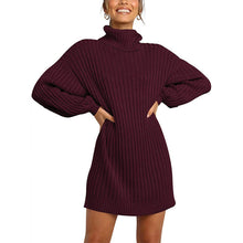 Cargar imagen en el visor de la galería, 🧶【New Fall/Winter】Turtleneck Sweater Dress | Slim Fit Knit Dress | Office Casual Long Sleeve Dress