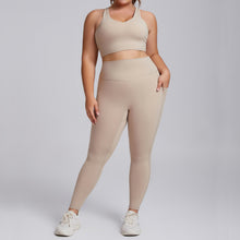 Load image into Gallery viewer, 「Nude Luxury」Plus Size Yoga Set ✨ High-Waist Pocket Leggings