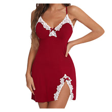 Cargar imagen en el visor de la galerĂa, đ„ăMilk SilkăDeep V Bow-Tie Nightdress Set | European Sexy Lingerie