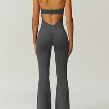 Cargar imagen en el visor de la galería, 「Neckline Queen」V-Neck Halter Jumpsuit ✨ Flare Leg Yoga Bodysuit