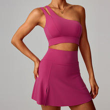 Load image into Gallery viewer, 「Asymmetric Edge」One-Shoulder Yoga Set ✨ Quick-Dry Sports Skirt Outfit