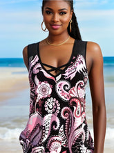 Carica l'immagine nel visualizzatore di Gallery, Plus Size Tankini Swimsuit - Modest High Waist Bikini with Removable Padding for Swimming & Workout