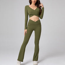Load image into Gallery viewer, 「Cozy Crisscross」V-Neck Yoga Set ✨ Flare Leg Winter Outfit Women's