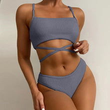 Cargar imagen en el visor de la galería, 🌊【High Waist Bikini】Wave Print Two-Piece | Sexy Backless Swimwear