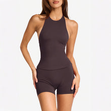 Load image into Gallery viewer, 「Coco Deep」Halter Sports Set ✨ Brown Crop Top & 3-Inch Shorts