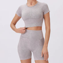 Load image into Gallery viewer, 「Curve Goddess」Plus Size Yoga Set ✨ Slim Fit Tee & Washed Shorts