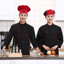 Lade das Bild in den Galerie-Viewer, 👨🍳【Professional Chef】Long Sleeve Kitchen Uniform | Stain-Resistant Twill Chef Coat | Red Restaurant Workwear