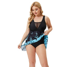 Carica l'immagine nel visualizzatore di Gallery, New Retro Lace Deep V Bikini Set - High Waist Swimwear for Women, Plus Size Bathing Suit, Conservative Coverage, Soft Padding No Wire, Breathable Polyester