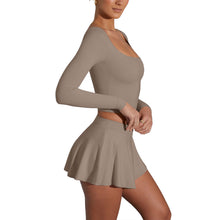 Load image into Gallery viewer, 「Breeze Motion」Long Sleeve Yoga Set ✨ Quick-Dry Sports Skirt Outfit