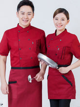 Cargar imagen en el visor de la galería, 👨🍳【Summer Breathable】Short Sleeve Chef Jacket | Stain-Resistant Twill Work Uniform |Kitchen Apparel for Restaurants