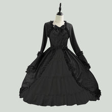 Load image into Gallery viewer, European Medieval Gothic Vintage Court Dress - Square Neck Corset Lace-up Bow Ribbon Dress, Polyester Tribal Fantasy Maxi Dress