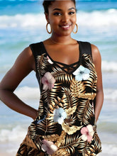 Carica l'immagine nel visualizzatore di Gallery, Plus Size Tankini Swimsuit - Modest High Waist Bikini with Removable Padding for Swimming & Workout