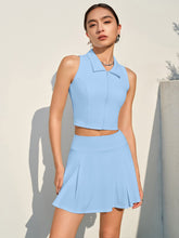 Загрузить изображение в средство просмотра галереи, 「Thunder Goddess」Front Zip Sports Set ✨ High-Impact Bra & Tennis Skirt