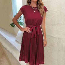 Cargar imagen en el visor de la galerĂa, đ¸ăSummer EssentialăSolid Pleated Dress | Flutter Sleeve Belted Midi Dress
