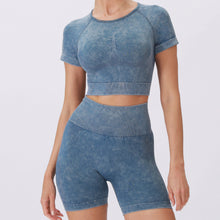 Load image into Gallery viewer, 「Curve Goddess」Plus Size Yoga Set ✨ Slim Fit Tee & Washed Shorts
