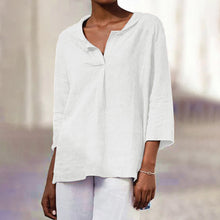 Cargar imagen en el visor de la galería, 🌸【Vintage Style】Cotton Collar Blouse | Asymmetrical Hem Shirt | Spring Summer Basic Top