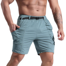 Charger l'image dans la galerie, Men's Cargo Sports Shorts - Quick-Dry Breathable Workout Shorts with Multiple Pockets, Polyester, for Running, Cycling & Casual