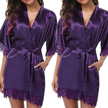 Cargar imagen en el visor de la galerĂa, đ„ăPlus SizeăSexy Lingerie Robe | Silk Satin Sleepwear | Role Play Nightwear