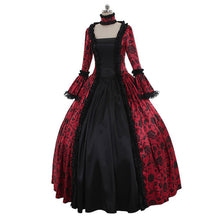 Charger l'image dans la galerie, Victorian Medieval Court Dress - 3D Baroque Print Ball Gown, Renaissance Retro Party Dress, High Waist A-Line Skirt, Theater Costume, Polyester Spandex Blend