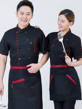 Cargar imagen en el visor de la galería, 👨🍳【Summer Breathable】Short Sleeve Chef Jacket | Stain-Resistant Twill Work Uniform |Kitchen Apparel for Restaurants
