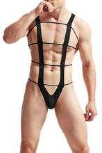 Cargar imagen en el visor de la galería, Men&#39;s Sexy Lingerie  Erotic Underwear Panties Swimming Material Strappy One-piece Tight Bodysuit
