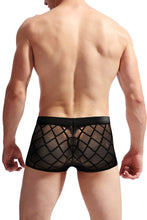 Carica l&#39;immagine nel visualizzatore di Gallery, Mens Erotic Panties Lace Square Transparent Mesh Low Waist Small Boxers
