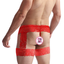 Load image into Gallery viewer, Men&#39;s Erotic Underwear Panties Lace Tie-Up Boxer Briefs
