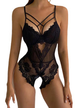 Cargar imagen en el visor de la galería, Women One Piece Lingerie Lace Bodysuit Deep V Teddy Mini Babydoll
