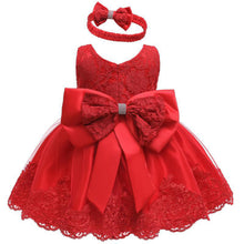 Загрузить изображение в средство просмотра галереи, 👶【Baby Dress】Cotton Christening Gown | Lace Pinafore + Bow Headband Set
