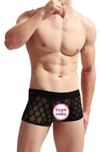 Carica l&#39;immagine nel visualizzatore di Gallery, Mens Erotic Panties Lace Square Transparent Mesh Low Waist Small Boxers
