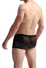 Charger l&#39;image dans la galerie, Culotte érotique pour homme en dentelle carrée transparente en maille taille basse, petit boxer
