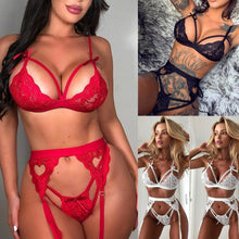 Cargar imagen en el visor de la galería, ❤️【Heart-Shaped Lingerie】Deep V Teddy Set | Garter Belt Seductive Outfit
