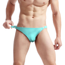 Charger l&#39;image dans la galerie, Lingerie sexy pour hommes, sous-vêtements érotiques, culottes, culottes semi-transparentes en soie glacée, taille basse, boutons, string, pantalon
