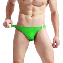 Charger l&#39;image dans la galerie, Lingerie sexy pour hommes, sous-vêtements érotiques, culottes, culottes semi-transparentes en soie glacée, taille basse, boutons, string, pantalon
