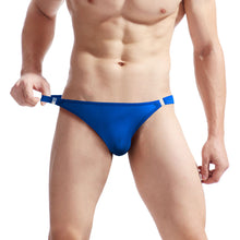 Charger l&#39;image dans la galerie, Lingerie sexy pour hommes, sous-vêtements érotiques, culottes, culottes semi-transparentes en soie glacée, taille basse, boutons, string, pantalon
