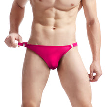 Charger l&#39;image dans la galerie, Lingerie sexy pour hommes, sous-vêtements érotiques, culottes, culottes semi-transparentes en soie glacée, taille basse, boutons, string, pantalon
