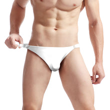 Charger l&#39;image dans la galerie, Lingerie sexy pour hommes, sous-vêtements érotiques, culottes, culottes semi-transparentes en soie glacée, taille basse, boutons, string, pantalon
