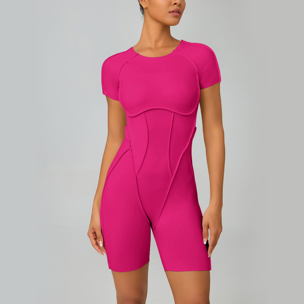 「Zip Queen」Short Sleeve Yoga Jumpsuit ✨ Wearable Fitness Bodysuit