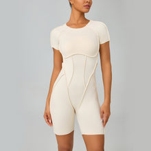 Lade das Bild in den Galerie-Viewer, 「Zip Queen」Short Sleeve Yoga Jumpsuit ✨ Wearable Fitness Bodysuit
