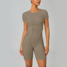 Lade das Bild in den Galerie-Viewer, 「Zip Queen」Short Sleeve Yoga Jumpsuit ✨ Wearable Fitness Bodysuit
