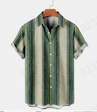 Load image into Gallery viewer, European &amp; American Men&#39;s New 3D Printed Short Sleeve Shirt - Stylish Checkered Breathable Open Front Shirt, Turn-Down Collar, Stretch Polyester Casual Top
