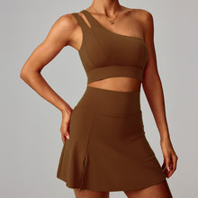 Load image into Gallery viewer, 「Asymmetric Edge」One-Shoulder Yoga Set ✨ Quick-Dry Sports Skirt Outfit
