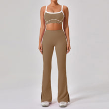 Lade das Bild in den Galerie-Viewer, 「Nude Statement」Color Block Yoga Set ✨ Built-in Bra Cami &amp; Leggings
