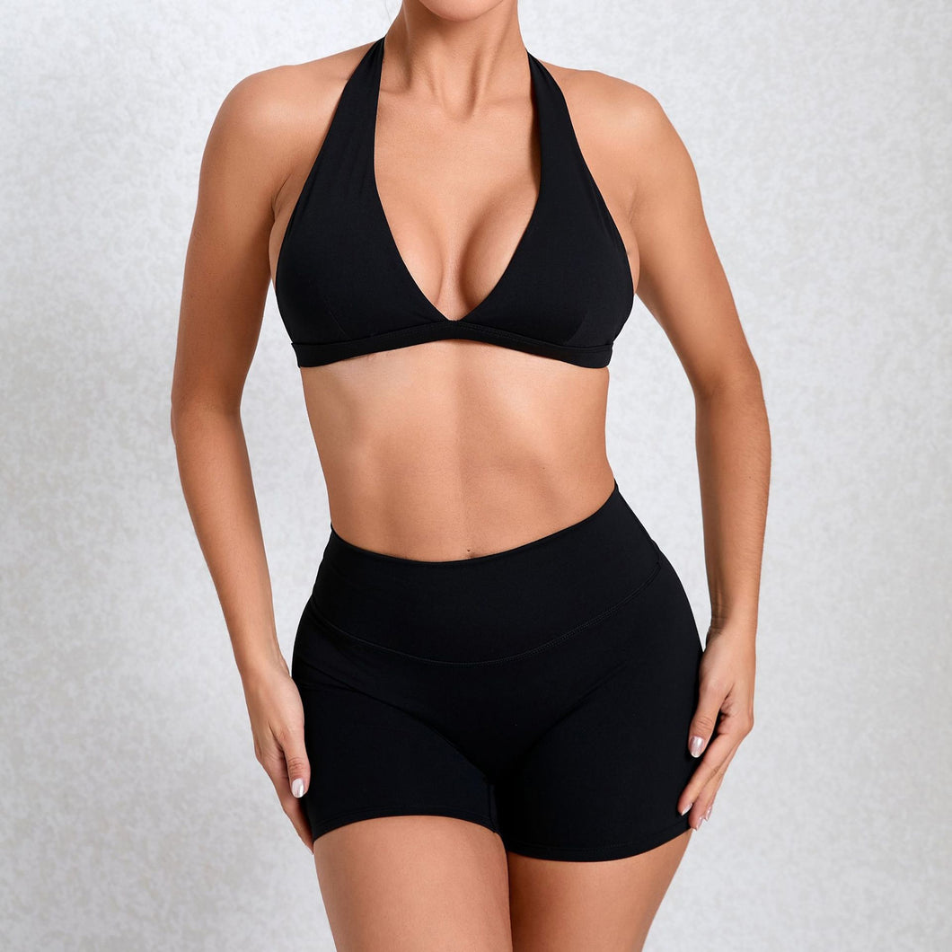 「Sweat & Sexy」Racerback Sports Set ✨ High-Support Bra & Yoga Shorts