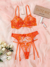 Charger l&#39;image dans la galerie, Ensemble de lingerie en dentelle pour femmes 3 pièces Bralette soutien-gorge et culotte Ensemble de lingerie à bretelles Bretelles Sous-vêtements en maille Déshabillé
