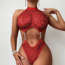 Lade das Bild in den Galerie-Viewer, 🐆【Nightclub Seduction】Sheer Leopard Teddy | Sexy Lingerie Set
